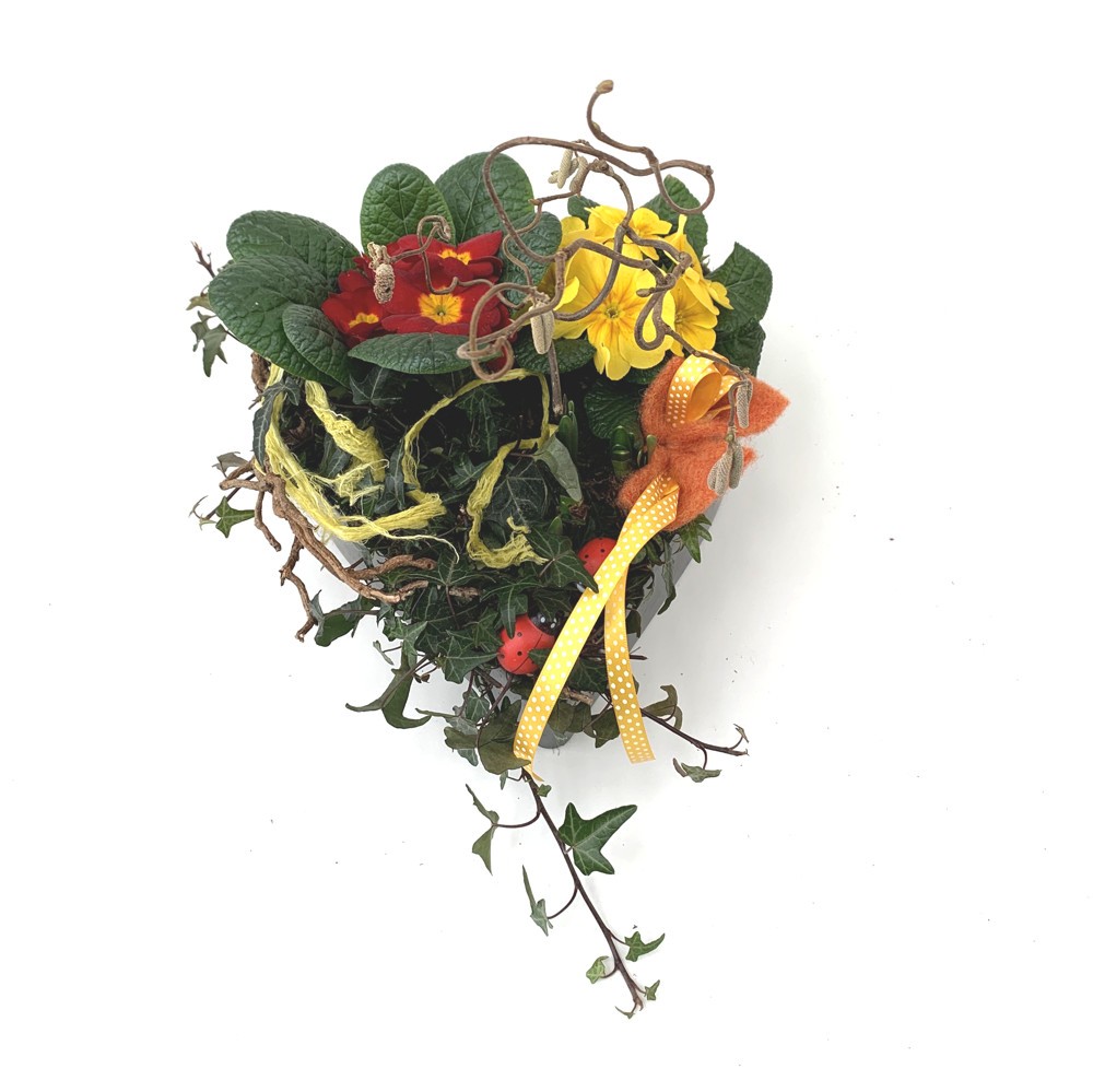 Frühlingspflanzen im Korb, ausdekoriert Bild 3